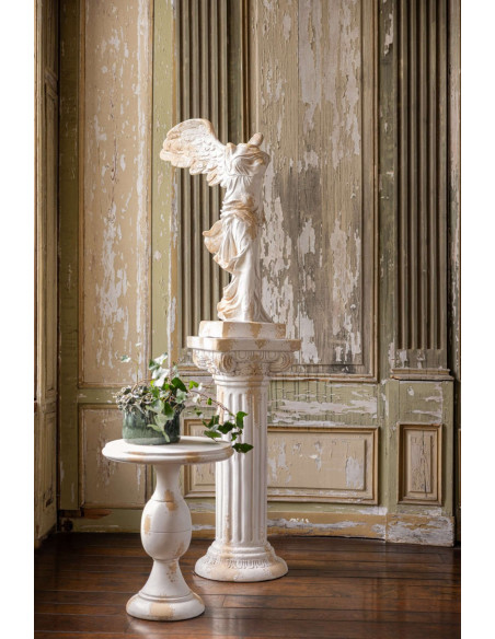 Sellette jardin colonne romaine magnésium écru beige 35x35x92 cm Mikra