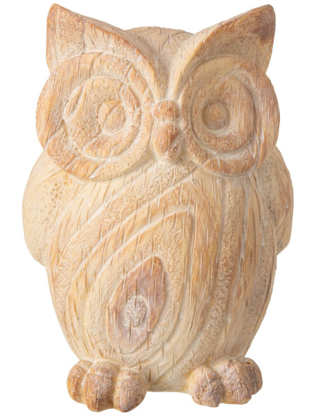 Statue hibou jardin effet bois magnésium beige 14x7x19 cm...