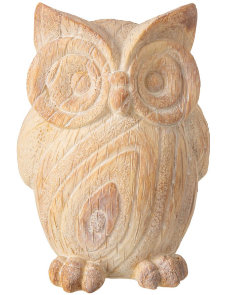 Statue hibou jardin effet bois magnésium beige 14x7x19 cm Arosa