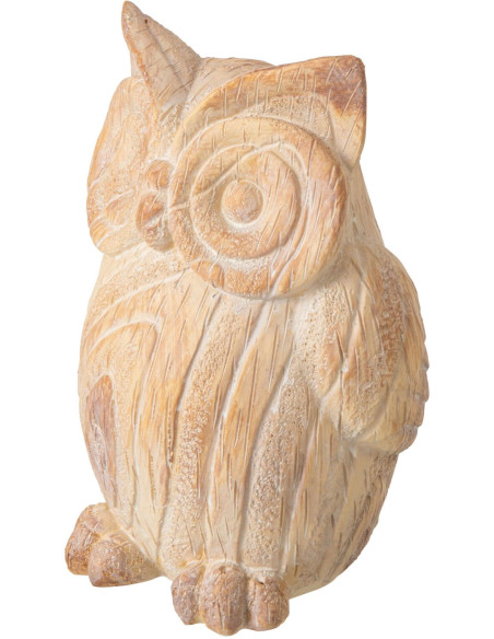 Statue hibou jardin effet bois magnésium beige 14x7x19 cm Arosa