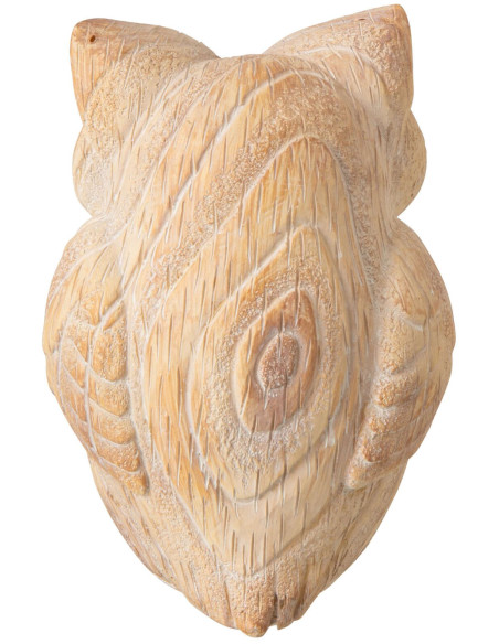 Statue hibou jardin effet bois magnésium beige 14x7x19 cm Arosa