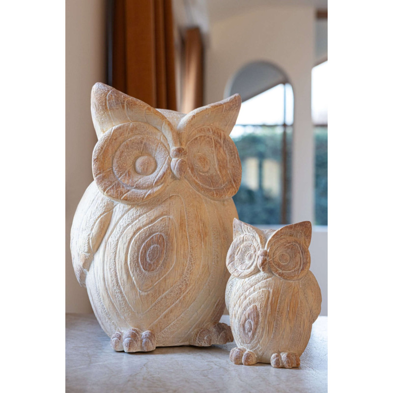 Statue hibou jardin effet bois...