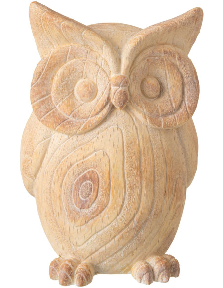 Statue hibou jardin effet bois magnésium beige 26x18x36 cm Arosa