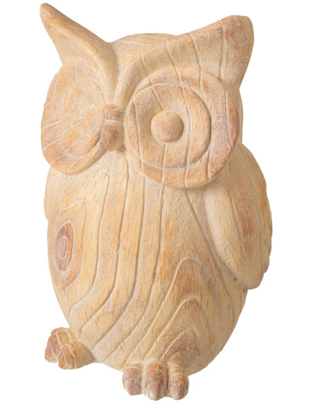 Statue hibou jardin effet bois magnésium beige 26x18x36 cm Arosa