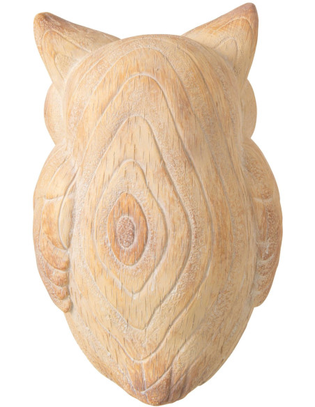 Statue hibou jardin effet bois magnésium beige 26x18x36 cm Arosa