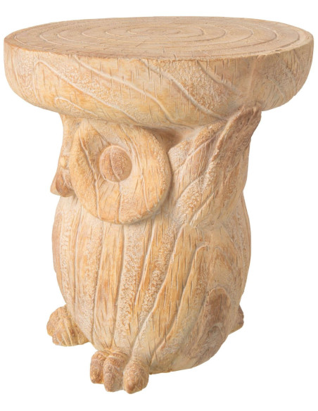 Table d’appoint hibou jardin magnésium effet bois beige 29x27x31 cm Arosa