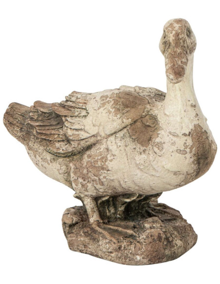 Statue canard de jardin magnésium écru beige 35x18x36 cm Marans