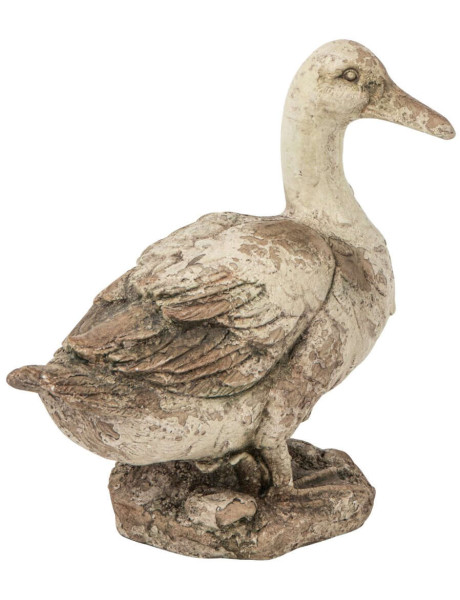 Statue canard de jardin magnésium écru beige 35x18x36 cm...