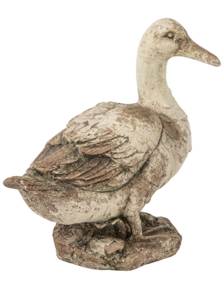 Statue canard de jardin magnésium écru beige 35x18x36 cm Marans