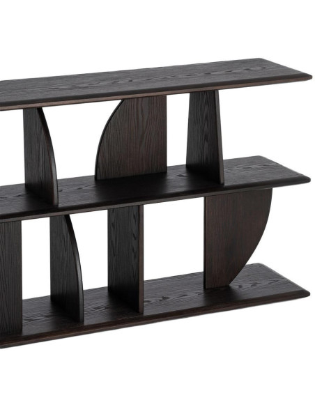 Étagère basse design bois d’hévéa marron 180x38x83 cm Como