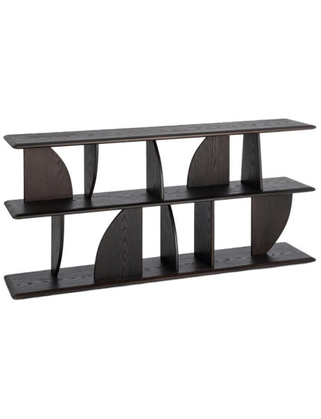 Étagère basse design bois d’hévéa marron 180x38x83 cm Como