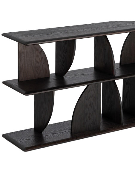 Étagère basse design bois d’hévéa marron 180x38x83 cm Como