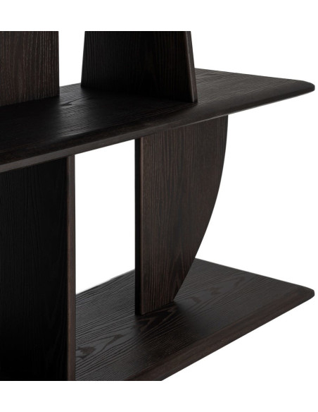 Étagère basse design bois d’hévéa marron 180x38x83 cm Como