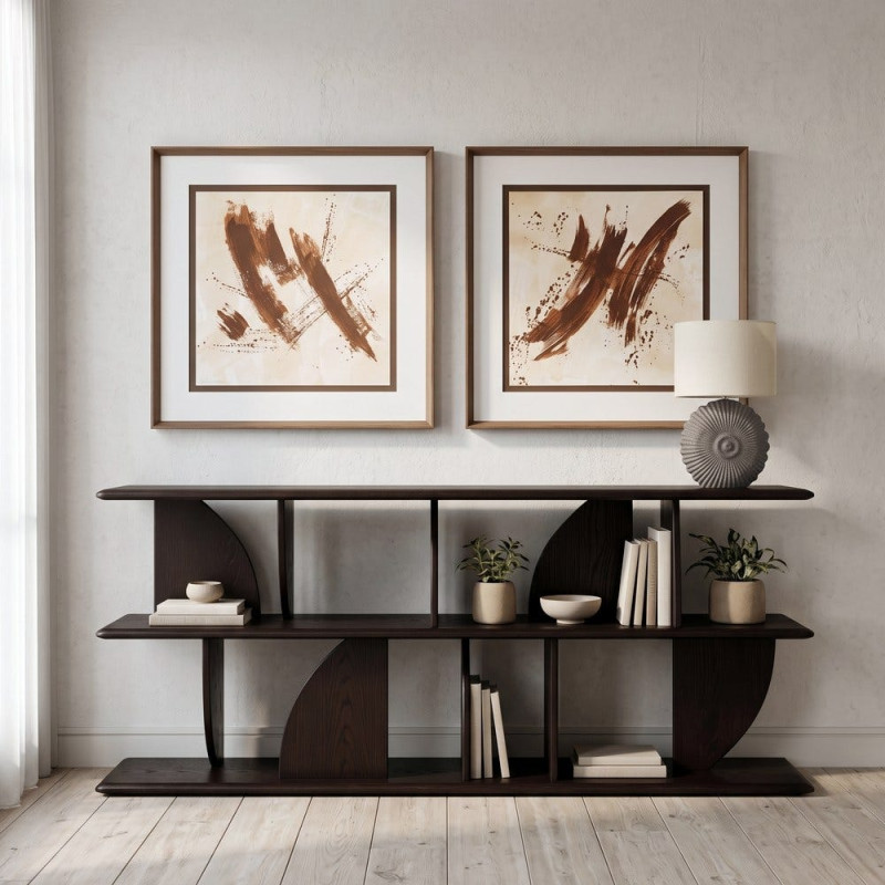 Étagère basse design bois d’hévéa...