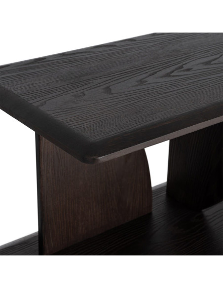 Étagère basse design bois d’hévéa marron 180x38x83 cm Como