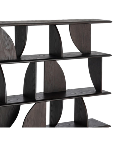 Étagère bibliothèque design bois d’hévéa marron 180x38x161 cm Como