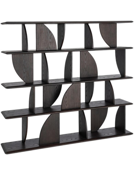 Étagère bibliothèque design bois d’hévéa marron...