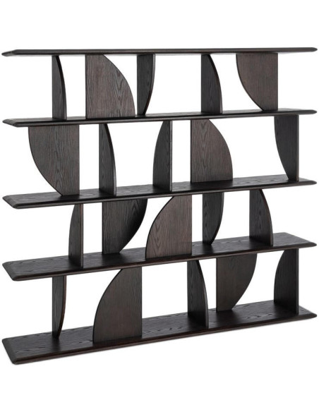 Étagère bibliothèque design bois d’hévéa marron 180x38x161 cm Como