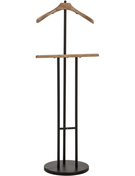 Valet de chambre porte-manteau métal noir et bois d’hévéa...
