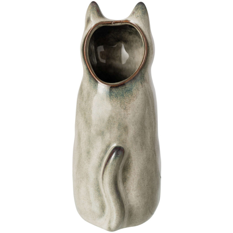 Vase chat porcelaine gris vert...
