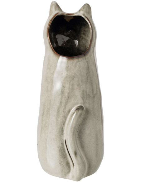 Vase chat porcelaine gris vert 13x11,5x26 cm Kotor