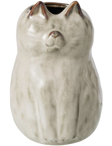 Vase chat rond porcelaine gris vert 13x12x17,5 cm Kotor