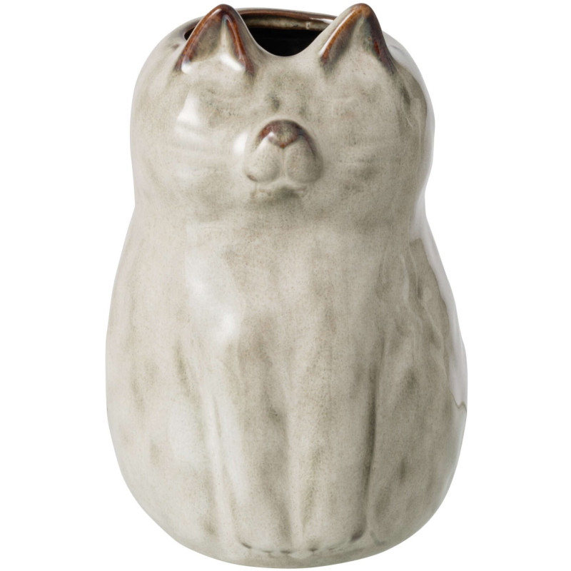 Vase chat rond porcelaine gris vert...