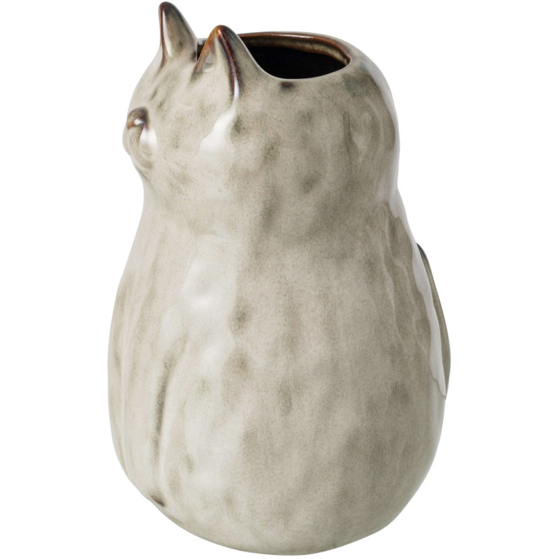 Vase chat rond porcelaine gris vert...