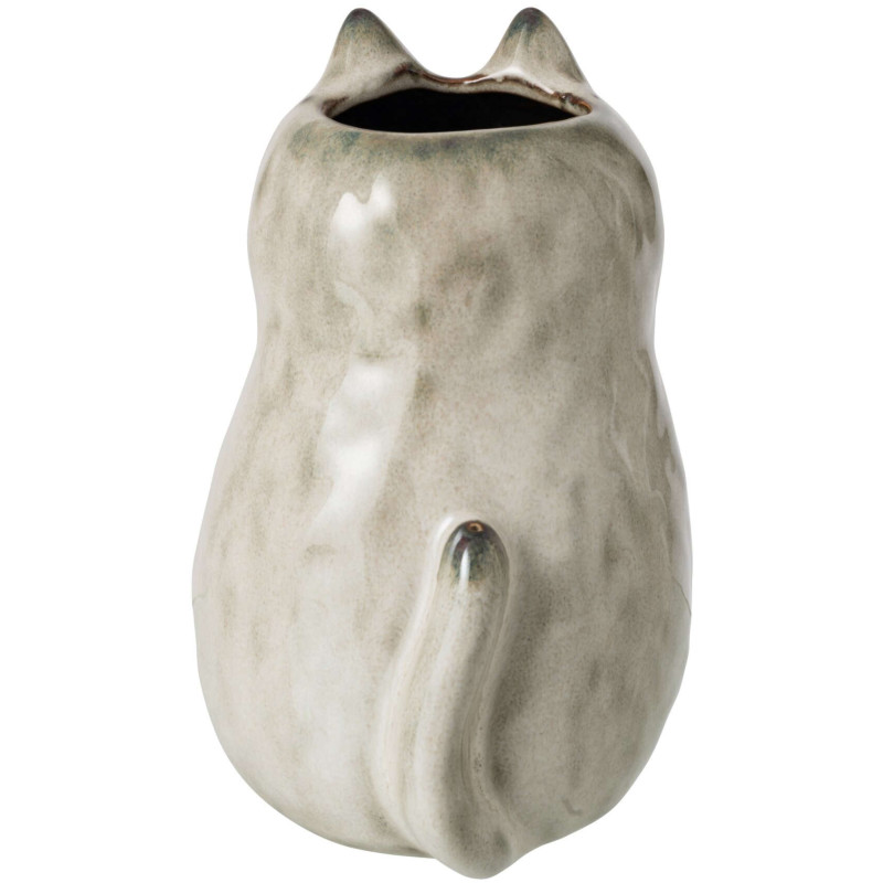 Vase chat rond porcelaine gris vert...
