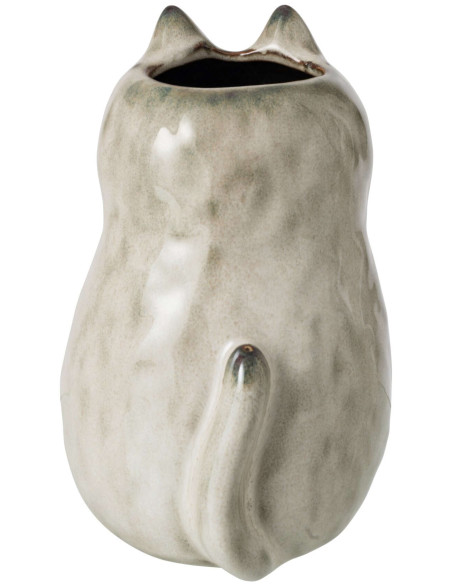 Vase chat rond porcelaine gris vert 13x12x17,5 cm Kotor
