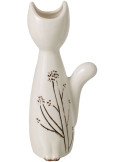 Vase chat porcelaine blanc noir 9x6,5x19,5 cm Lodi