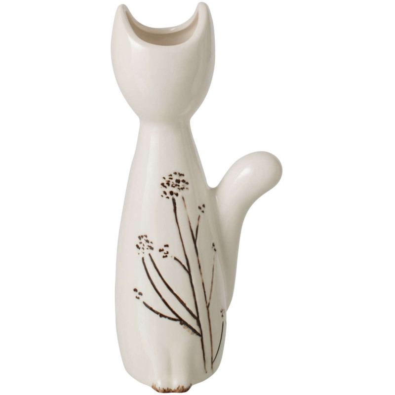 Vase chat porcelaine blanc noir...