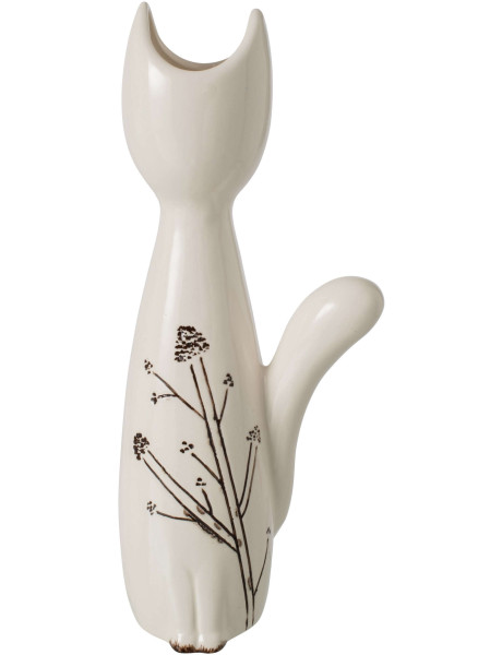 Vase chat porcelaine blanc noir 15x8,5x34,5 cm Lodi