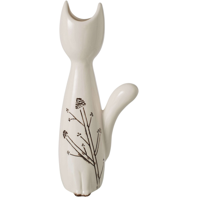 Vase chat porcelaine blanc noir...
