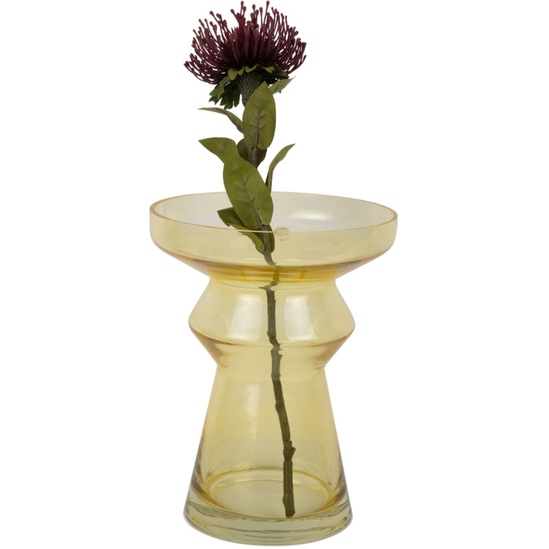 Vase design en verre jaune...