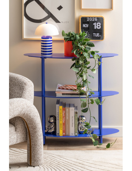 Console étagère métal bleu 90x28x82 cm Cool Retro