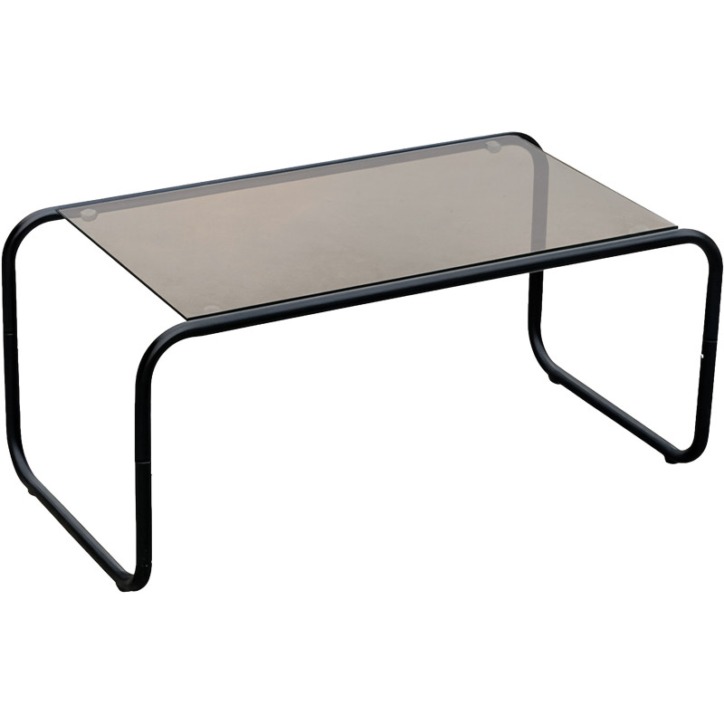 Table basse verre fumé métal noir 80...