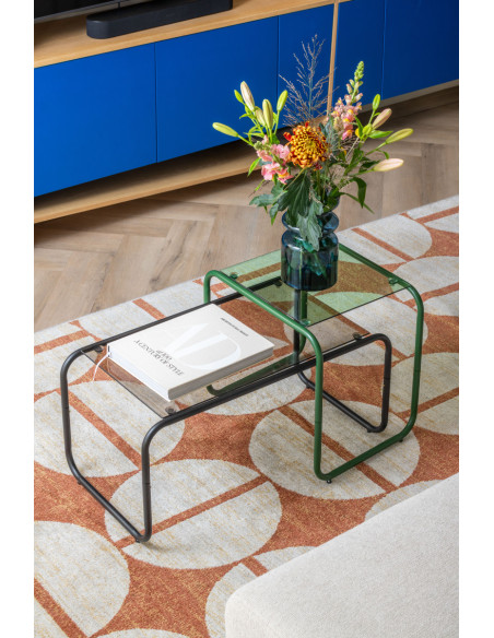 Table basse verre fumé métal noir 80 cm Ventana