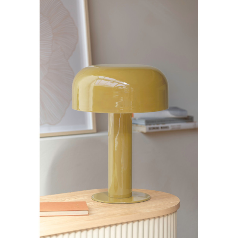 Lampe champignon métal jaune 42 cm...