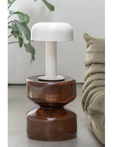 Lampe champignon blanche métal 42 cm Fornido
