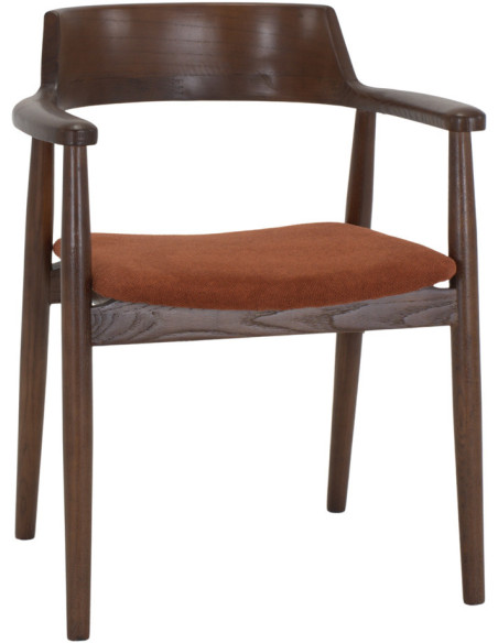 Chaise scandinave en bois d’orme noyer et tissu tuile 60x60x76 cm Sibiu