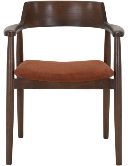 Chaise scandinave en bois d’orme noyer et tissu tuile 60x60x76 cm Sibiu