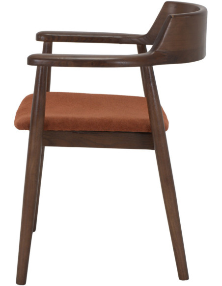 Chaise scandinave en bois d’orme noyer et tissu tuile 60x60x76 cm Sibiu