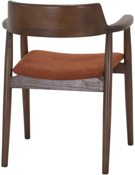 Chaise scandinave en bois d’orme noyer et tissu tuile 60x60x76 cm Sibiu