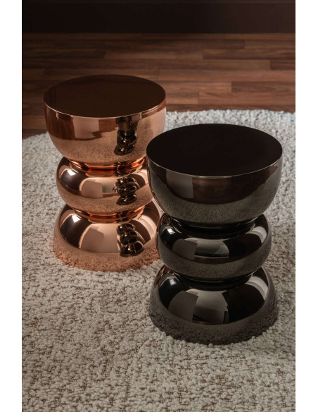 Table d’appoint ronde métal noir chromé brillant 32x32x43,5 cm Spello