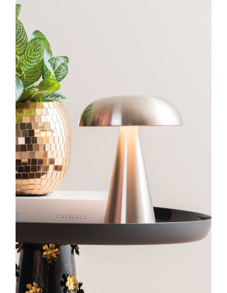 Lampe de table LED rechargeable fer nickel brossé 15,5x20,5 cm Rachel