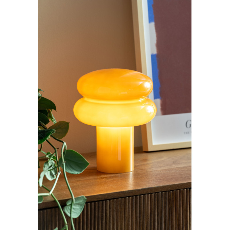 Lampe à poser verre jaune ocre 24 cm...