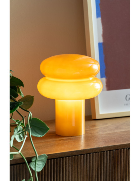 Lampe à poser verre jaune ocre 24 cm Incesante