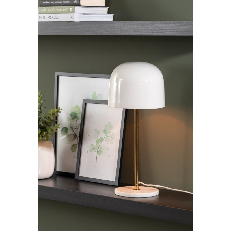 Lampe à poser marbre blanc et métal...