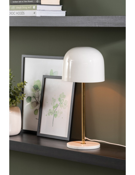 Lampe à poser marbre blanc et métal doré 50 cm Manta